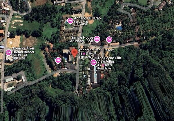 Andaman Pearl Resort close to the limestone mountain cliff in Ao Nang Beach.