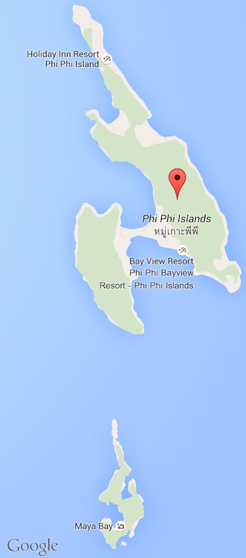 Koh Phi Phi Islands, Krabi Province, Thailand - map.