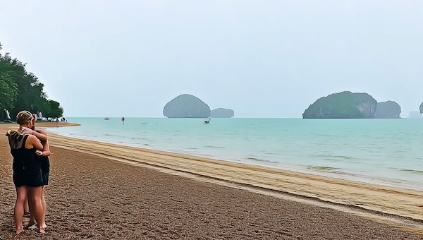 Tourists at the beach in Krabi, Thailand
