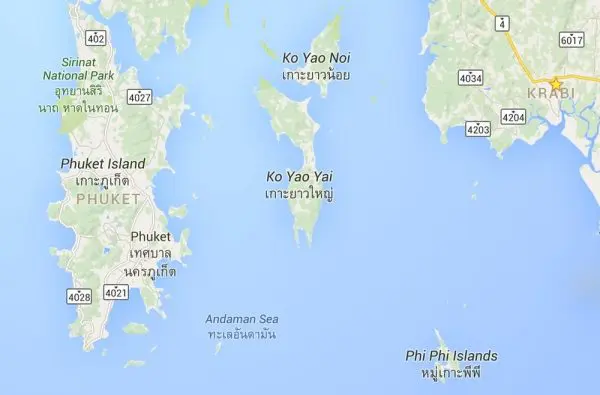 Map of Phuket and Krabi