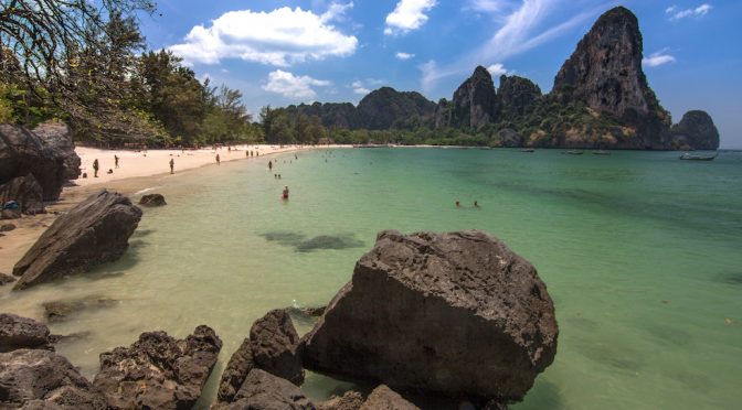 Railay Beach water and mountains in Krabi province.