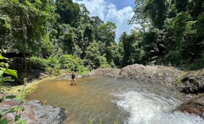 Swimming at level 2 of Huay To Waterfall in Krabi at the National Park.