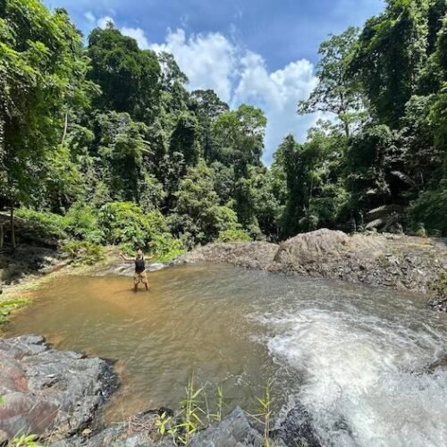 Swimming at level 2 of Huay To Waterfall in Krabi at the National Park.