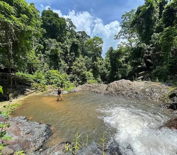 Swimming at level 2 of Huay To Waterfall in Krabi at the National Park.