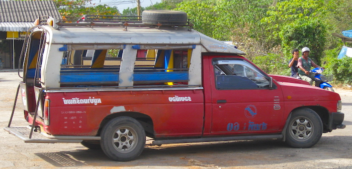 Krabi has many of these pick-up truck taxis (Songthaews).