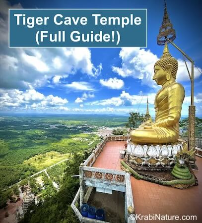 Tiger Cave Temple in Krabi, Thailand has magnificent views from the top of the mountain shrine. © KrabiNature.com