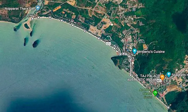 Ao Nang Beach aerial view - Maps.google.com.