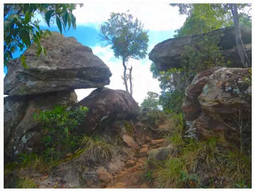 Rocks balancing at Ngorn Nak Mountain, Tub Kaak, Krabi, Thailand.