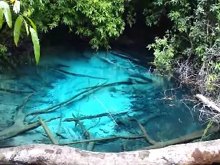 Blue pool can be found on a hiking trail in the Crystal Pool national park in Krabi.