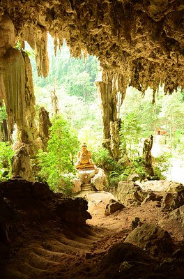 Wat Theprattan in Krabi is a cave you can explore.
