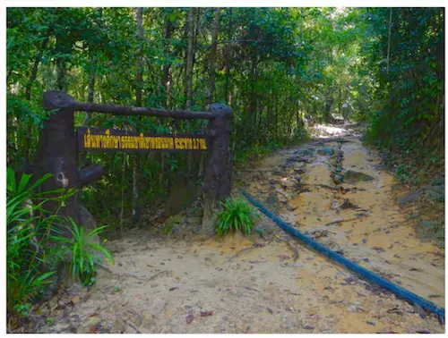 Beginning of Ngorn Nak (Dragon's Crest) trail in Tub Kaak, Krabi.